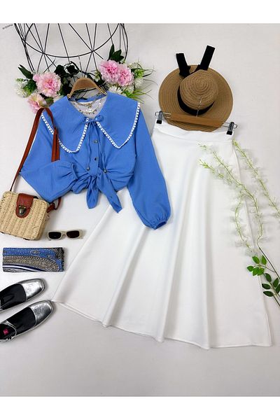 YEDİLALE Fisto Collar Shirt Skirt Double Set