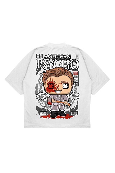 PURE EFFECT Unisex Oversize kroj American Psycho Back Štampano Boxy Fit Debel...