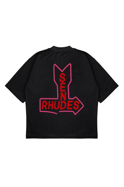 PURE EFFECT Unisex Oversize Rhude Send Rhudes Printed Boxy Fit Thick Fabric T-Shirt