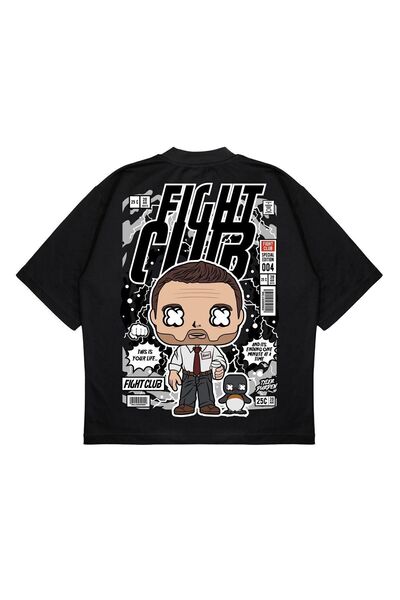 PURE EFFECT Unisex Oversize kroj Fight Club Leđa Štampano Kutijasti kroj Debe...