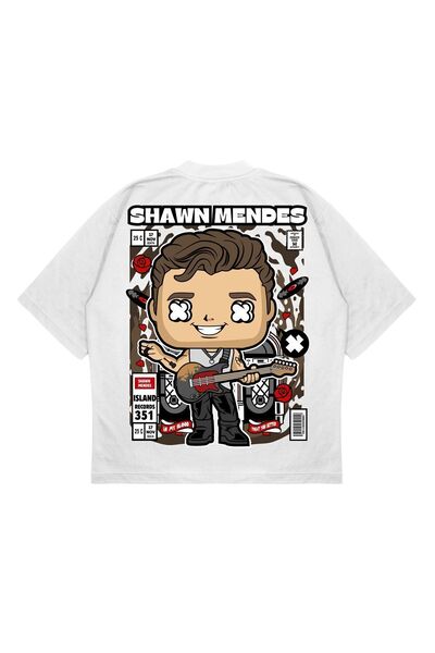 PURE EFFECT Unisex Oversize kroj Shawn Mendes Leđa Štampano Kutijasti kroj De...