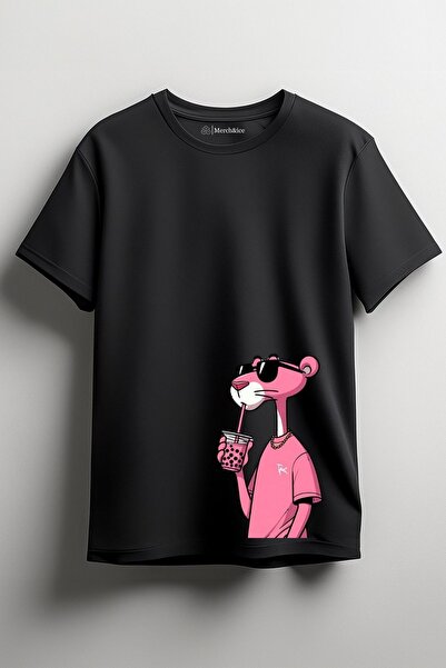 Merch&ice Tricou unisex cu imprimeu Pantera Roz pe partea de jos