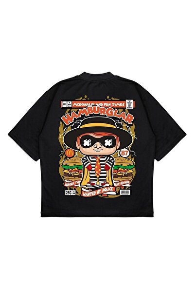 PURE EFFECT Unisex Oversize kroj Hamburglar Leđa Štampano Boxy Fit Debeli Mat...