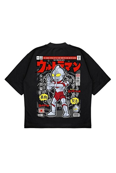 PURE EFFECT Unisex Oversize kroj Ultraman Leđa Štampano Kutijasti kroj Debeli...