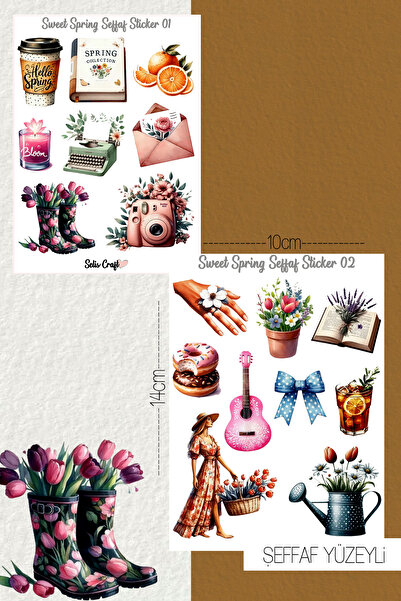 SelisCraft Sweet Spring Temalı Şeffaf Sticker Seti 01-02 Ajanda Planlayıcı Bu...