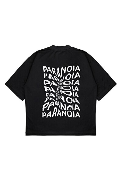 PURE EFFECT تي شيرت من القماش السميك مطبوع عليه ظهر بارانويا كبير الحجم للجنسين