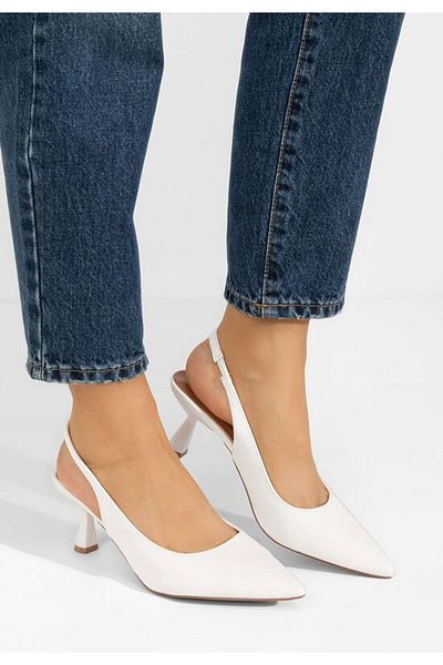 B T Shoes Lynnette white heels
