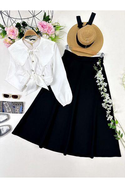 YEDİLALE Fisto Collar Shirt Skirt Double Set