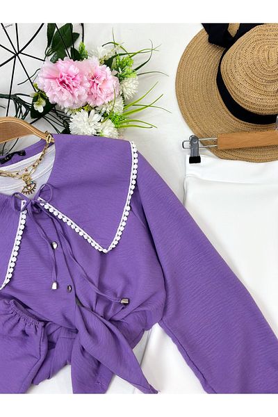 YEDİLALE Fisto Collar Shirt Skirt Double Set