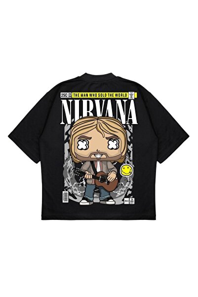 PURE EFFECT Унісекс Oversize Nırvana з принтом на спині Boxy Fit з товстої тк...