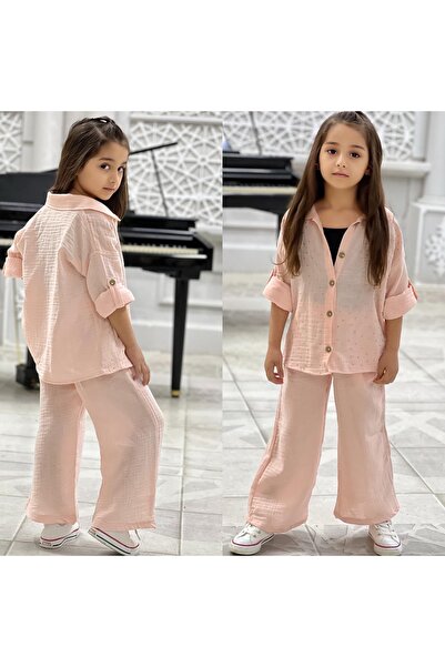 Miss Esilay Boutique Țesătură de muselină pentru fete cu piatră Culoare somon...