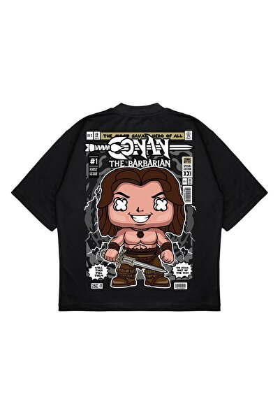 PURE EFFECT Unisex Oversize kroj Conan The Barbarian Leđa Štampano Boxy Fit D...