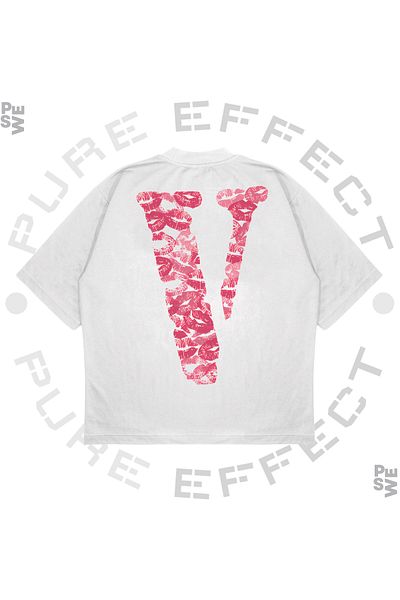 PURE EFFECT Μπλουζάκι Unisex Oversize Vlone Pink Kiss με στάμπα Boxy Fit από χοντρό ύφασμα
