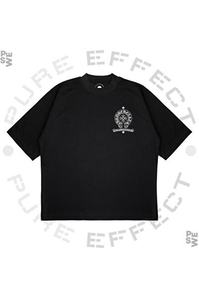 PURE EFFECT Unisex Oversize Chrome Hearts Square Baskılı Boxy Fit Kalın Kumaş...