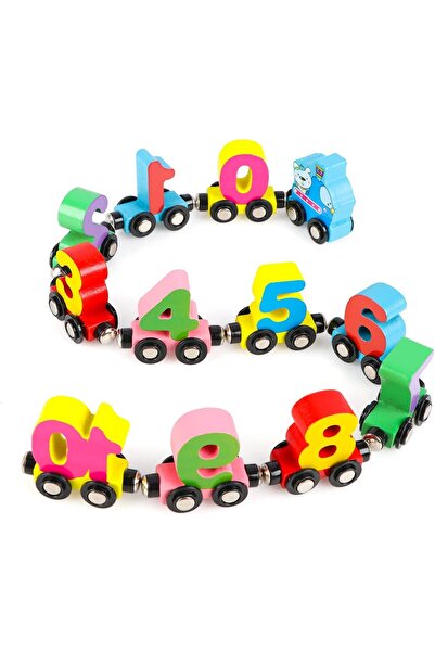 OEM Ξύλινο τρένο με 12 αριθμημένα μαγνητικά βαγόνια, πολύχρωμο, 30x4x21cm, ηλ...