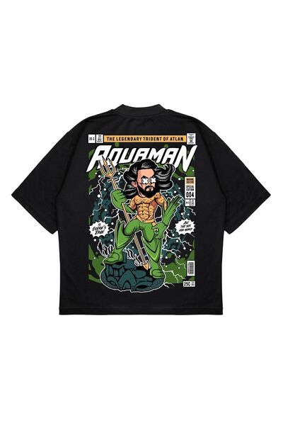 PURE EFFECT Unisex Oversize kroj Aquaman Leđa Štampano Kutna kroja Debeli mat...