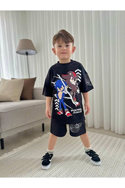 SACRO KİDS مجموعة الصيف الصبي مع السراويل القصيرة تي شيرت نمط سونيك