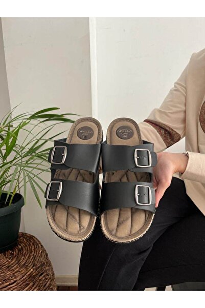 Behtah Kundura Erkek Battal Boy Büyük Numara Siyah Ortopedik Içi Yumuşak Terlik 45 46 47 Numara