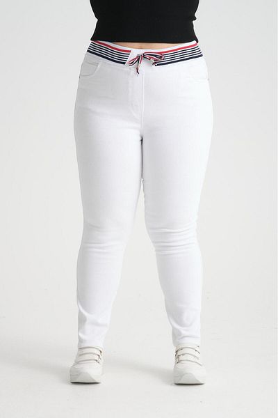 SERRA BÜYÜK BEDEN Denim White Plus Size Trousers