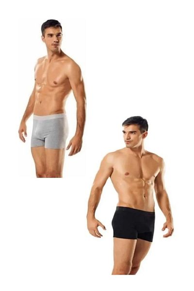 Tutku 0114 Men's Elastane Boxer-Underpants-3 Pieces Black-3 Pieces Gray