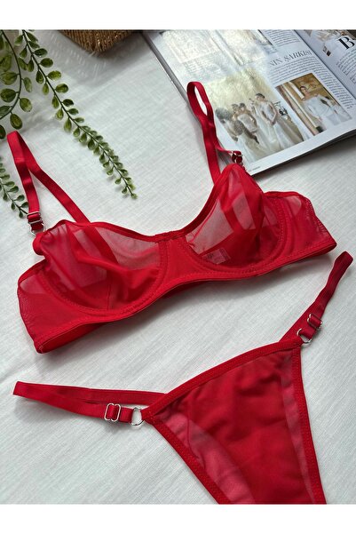 İNKO İÇ GİYİM Plain Tulle Underwire Braless Suit (Bra Thong)