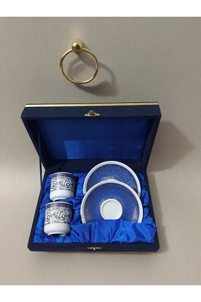 E orient Gilded Double Porcelain Cup Set with Velvet Box
