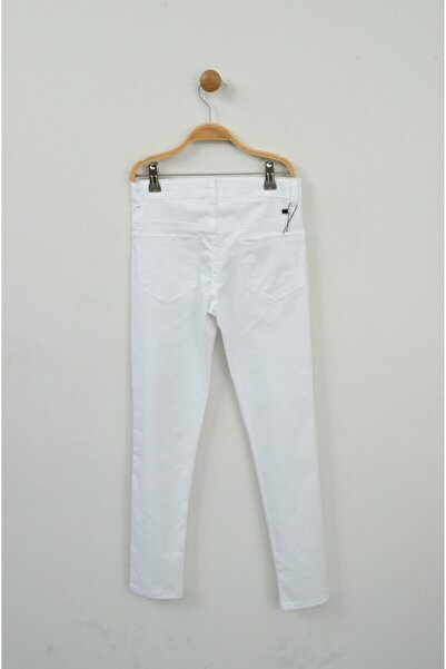 Z B Bebe 23 Nisan Beyaz Basic Likralı Unisex Çocuk Pantolon (5-12 Yaş)