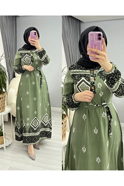 suphan tekstil Tesettur Women's Viscosa Buttoned Boydan Dress