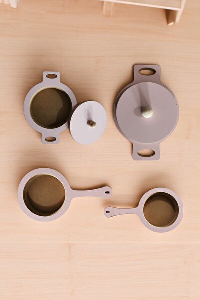 HOBBY HOUSE Pembe Ahşap Oyuncak Tava Tencere Seti