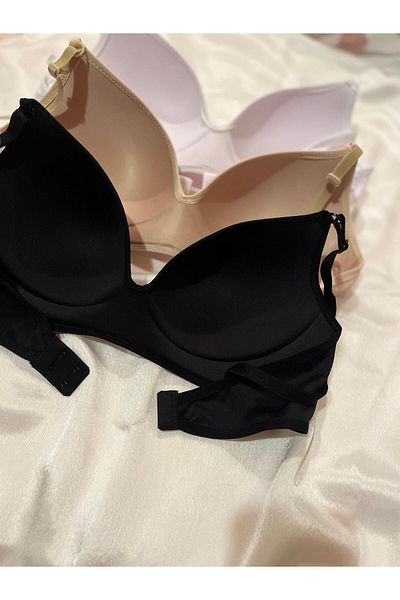 Kerem Giyim Women's Lotus (Unpadded) Underwireless Gatherer 3-Piece Bra Set