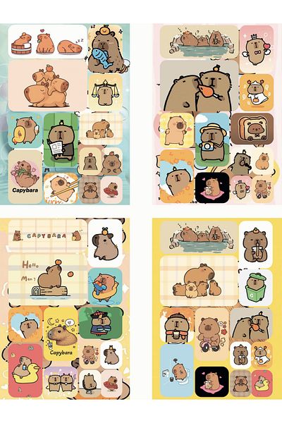 Mielibon Capybara Sticker Book 16 Sheets 208 Sticker Book