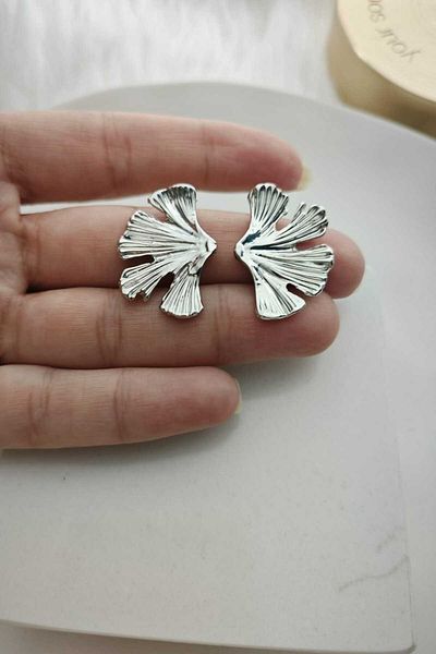 KYOLA DESİGN Minimal Leaf Silver Women Earrings