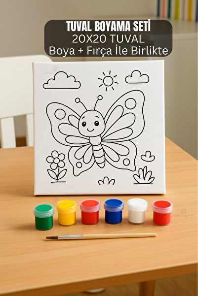 Metsar Home Kelebek Çocuk Tuval Boyama Seti - Çocuk Gelişim, Tuval, Boya Seti, Fırça