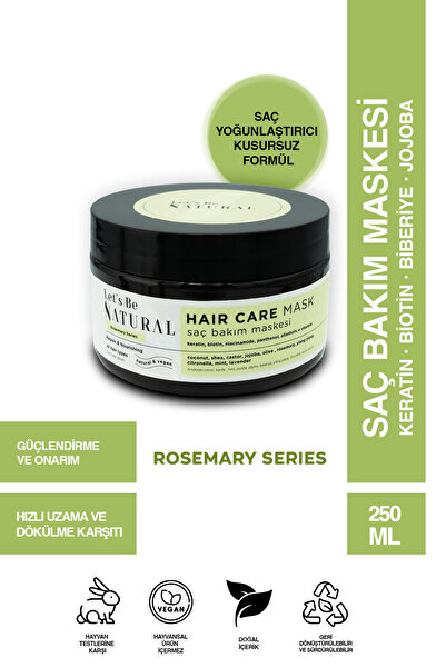 Let's Be NATURAL Saç Bakım Maskesi 250 ml Biberiye, Biotin, Keratin İçeren Fo...