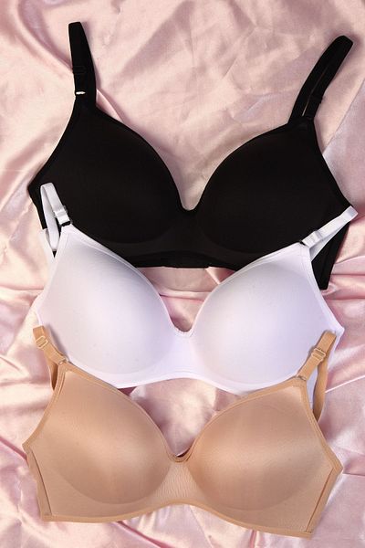 Kerem Giyim Women's Lotus (Unpadded) Underwireless Gatherer 3-Piece Bra Set