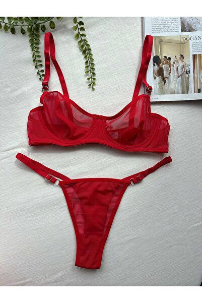 İNKO İÇ GİYİM Plain Tulle Underwire Braless Suit (Bra Thong)