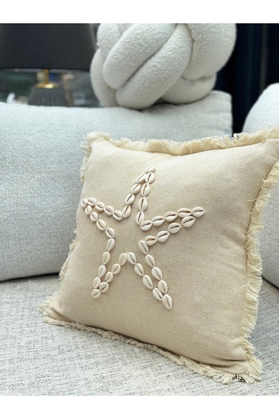 sevaradekor Seashell - Bohemian Throw Pillow Cover and Tassel Pillow Case