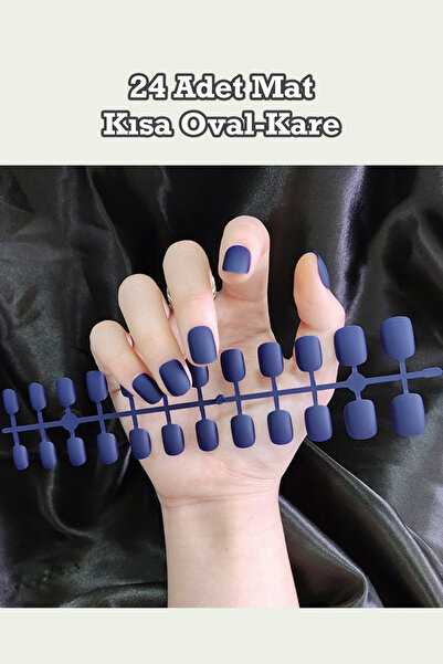 Easy Beauty 24 Adet Renkli Mat Kısa Takma Tırnak Oval-kare 3 Al Yapıştırıcı 6...