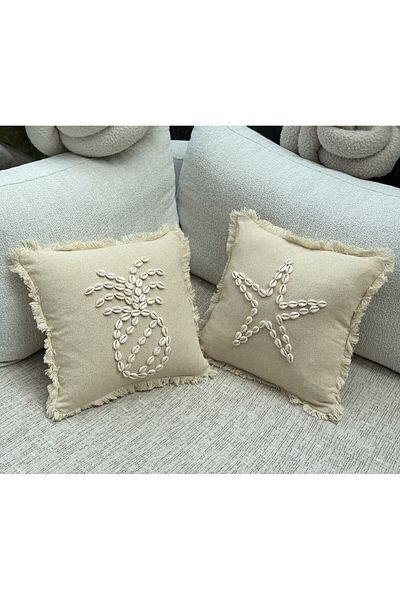 sevaradekor Seashell - Bohemian Throw Pillow Cover and Tassel Pillow Case