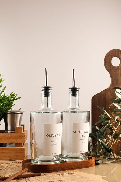 TheBRo 500ml Platinum Series Olive Oil and Sunflower Oil Bottle with Wooden Stand