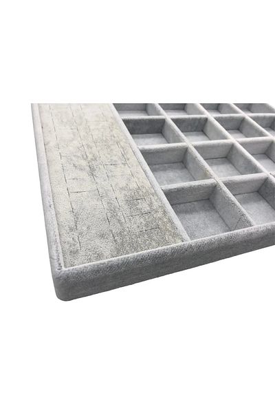 Aydın Decor New Local Suede Gray Dipped-compartment Jewelry Box (aydındecor)