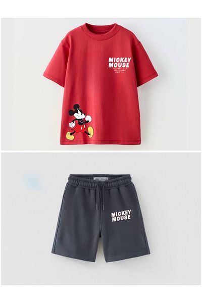 Sipsirin Red Oversize Summer Children's Double Set |   100% Cotton Combed |   Breathable T-Shirt + Comfortable Shorts