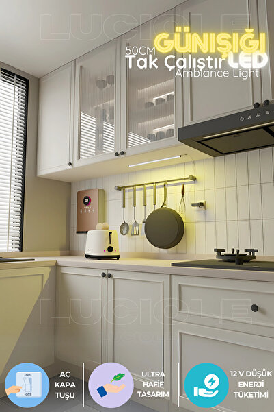 luciole 50cm Tak Çalıştır LED Mutfak Tezgah Aydınlatma - Günışığı - Adaptörlü...