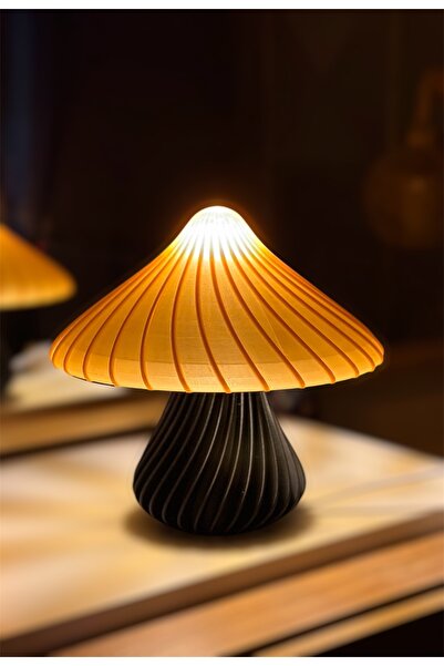 3D DESİNG MARKET ABAJUR / MASA LAMBASI MANTAR MODELGOLD  MODERN TASARIMLI AMP...