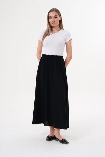medipek   Women's Black Crepe Fabric Hijab Flared Skirt with Pockets