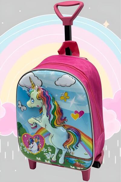 Uniquerrs Kindergarten Nursery Squeegee Unicorn Pony Horse Printed 3-6 Years Old 3D Embossed Backpack School Bag