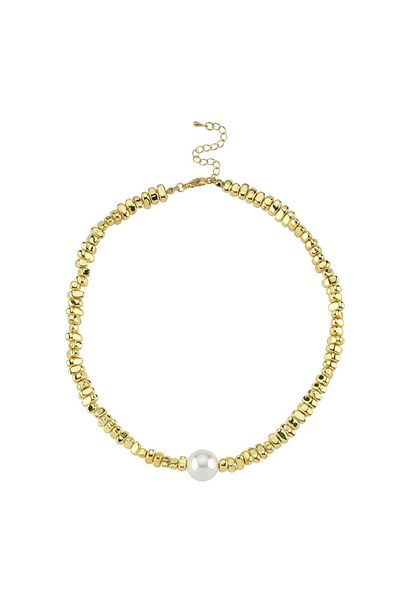 CHARMLUCKY Steel Pearl Pebble Necklace