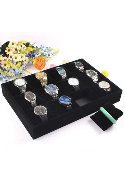 Aydın Decor Black Watch Bracelet Stand with Imported Suede Padded Compartment
