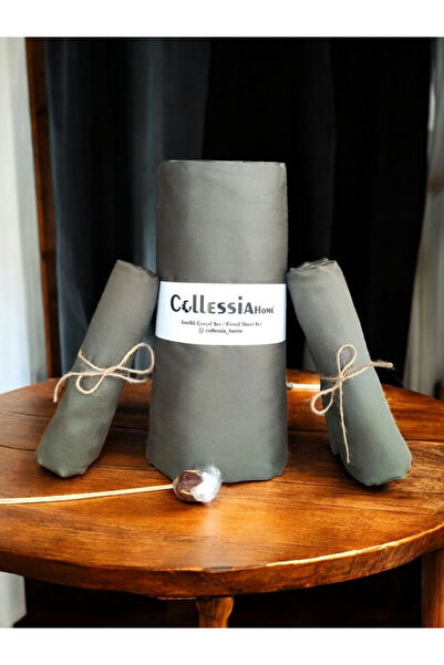 COLLESSİA Double Elastic 100% Cotton Satin Sheet Set - Dark Green
