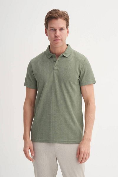 Cazador Polo Neck Slim Fit Textured T-Shirt